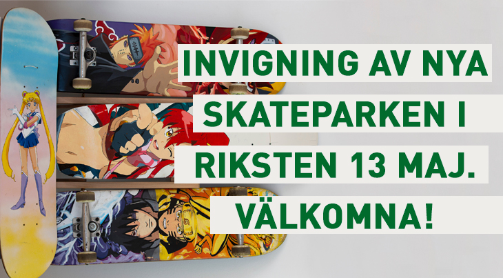 Välkomna på invigning av nya skateparken i Rikstens friluftsstad