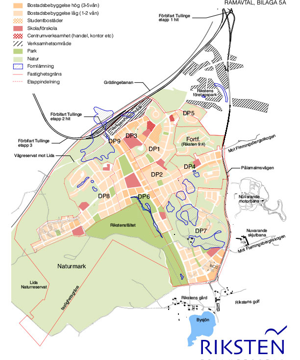 9 detaljplaner Rikstens friluftsstad oversiktsplan